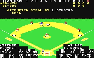 MicroLeague Baseball II (Commodore 64) main display