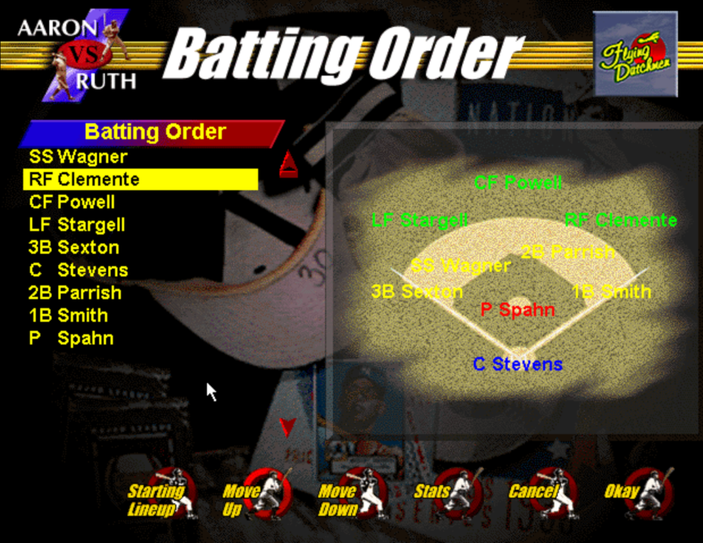 Aaron vs. Ruth batting order page